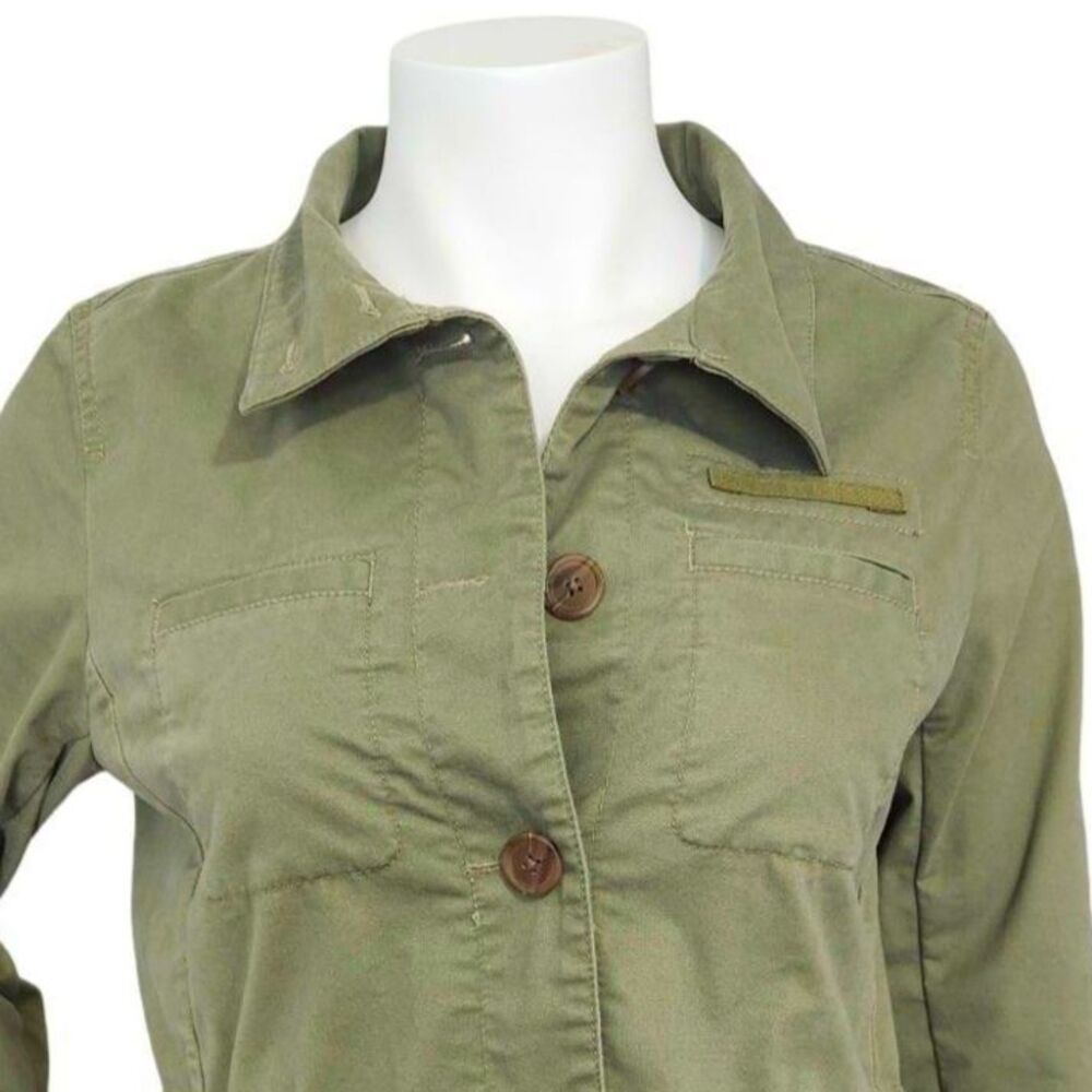 Talbots Petite Olive Green Utility Field Jacket Drawstring Waist - Picture 4 of 11